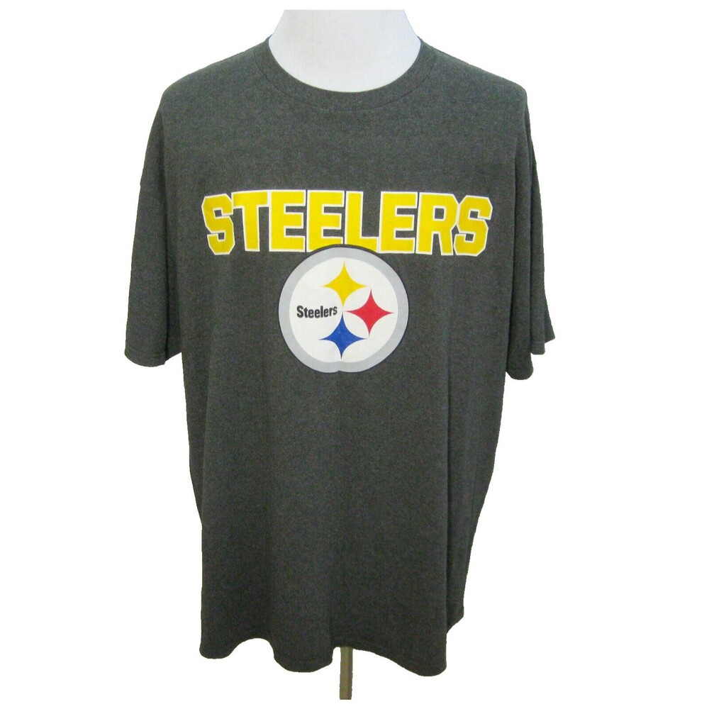 PITTSBURGH STEELERS Men's (Size 2XL) Gray Short Sleeve Graphic T-Shirt Football